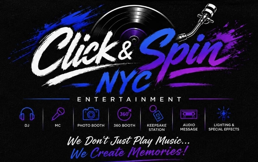 Click & Spin NYC Entertainment — DJ, MC, Photo Booth, 360 Booth, Keepsake Station, Audio Guest Book, Lighting & Special Effects